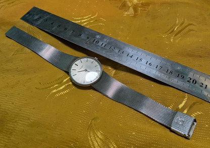 Rare Vintage Pre-Owned Favre Leuba Geneve 3502-42 Ultra Thin Mechanical Watch 33mm Swiss Made Original Mesh Bracelet Classic Dress Watch