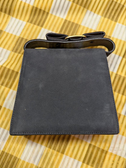 Salvatore Ferragamo Mini Shoulder Bag Black Suede Leather Crossbody Bag Vintage Pre-Owned Designer Bag Made In Italy