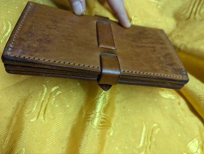 Pre-Owned Ivory Full Grain Leather Long Wallet Men's Handmade Japan