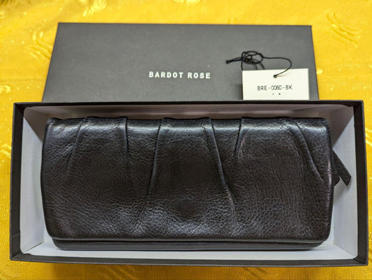 Pre-Owned BARDOT ROSE Long Wallet Black Leather Mens Authentic with box