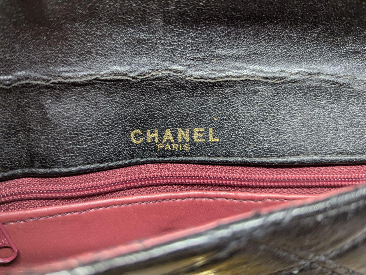 Chanel Paris Quilted Leather Long Wallet Black Envelope Style Snap Closure Vintage Pre-Owned Designer Wallet With Zipper Coin Pocket