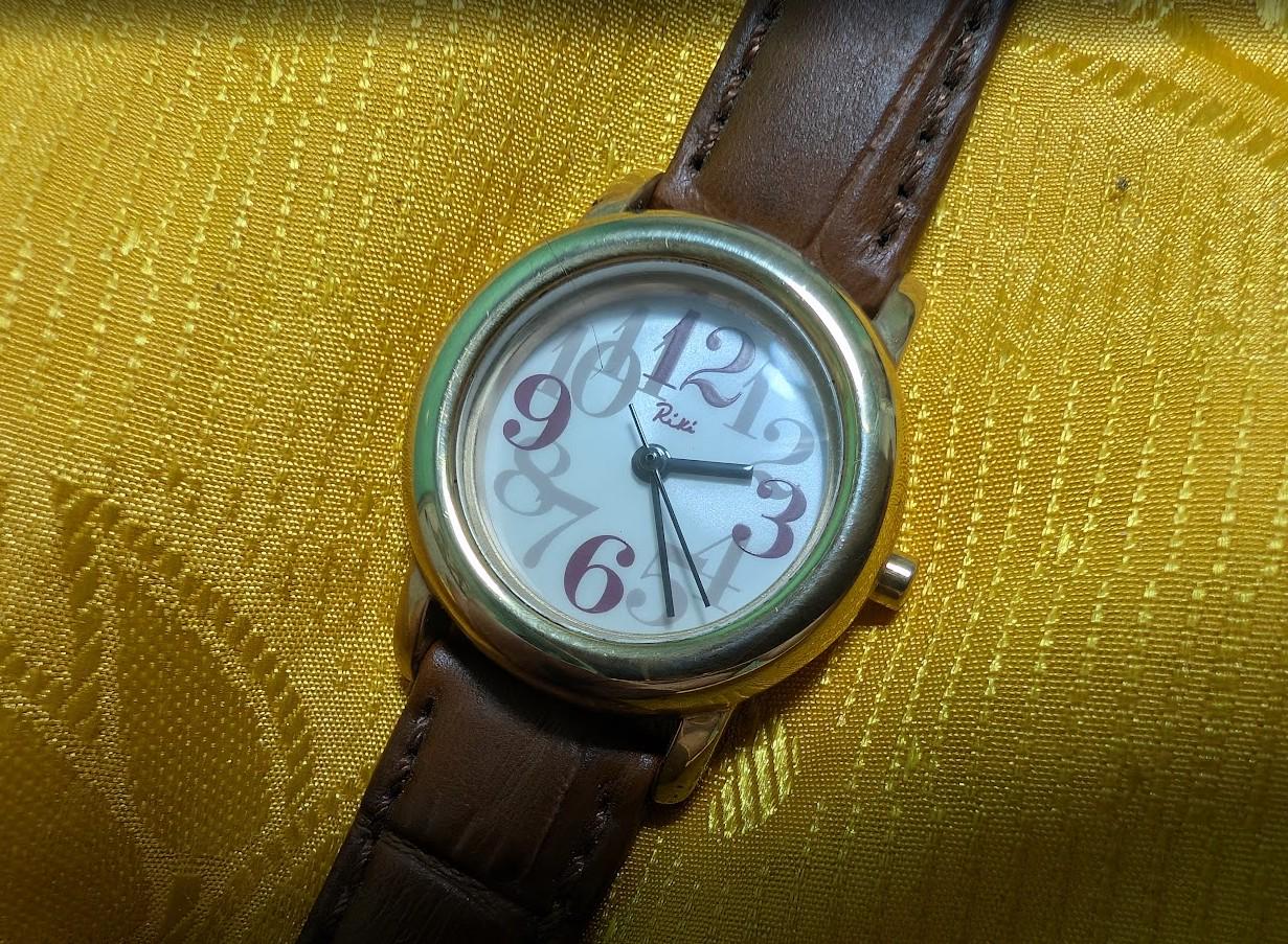 Riki Alba 1N01 KD90 Ladies Watch 24mm Japanese Quartz Watch Maruman Leather Strap Designer Vintage Pre-Owned Watch