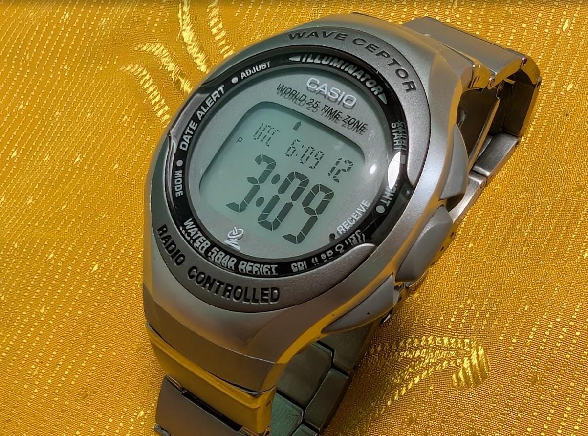Vintage Pre-Owned Casio Wave Ceptor WV-50HJ 2408 Digital Watch 40mm Radio Controlled Excellent Condition