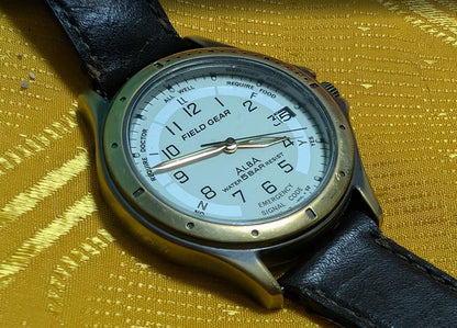 Vintage Pre-Owned Alba Field Gear Y142-6020 Watch Military Style Analog 35mm Case Leather Strap 5BAR Japan Quartz Classic .New Battery