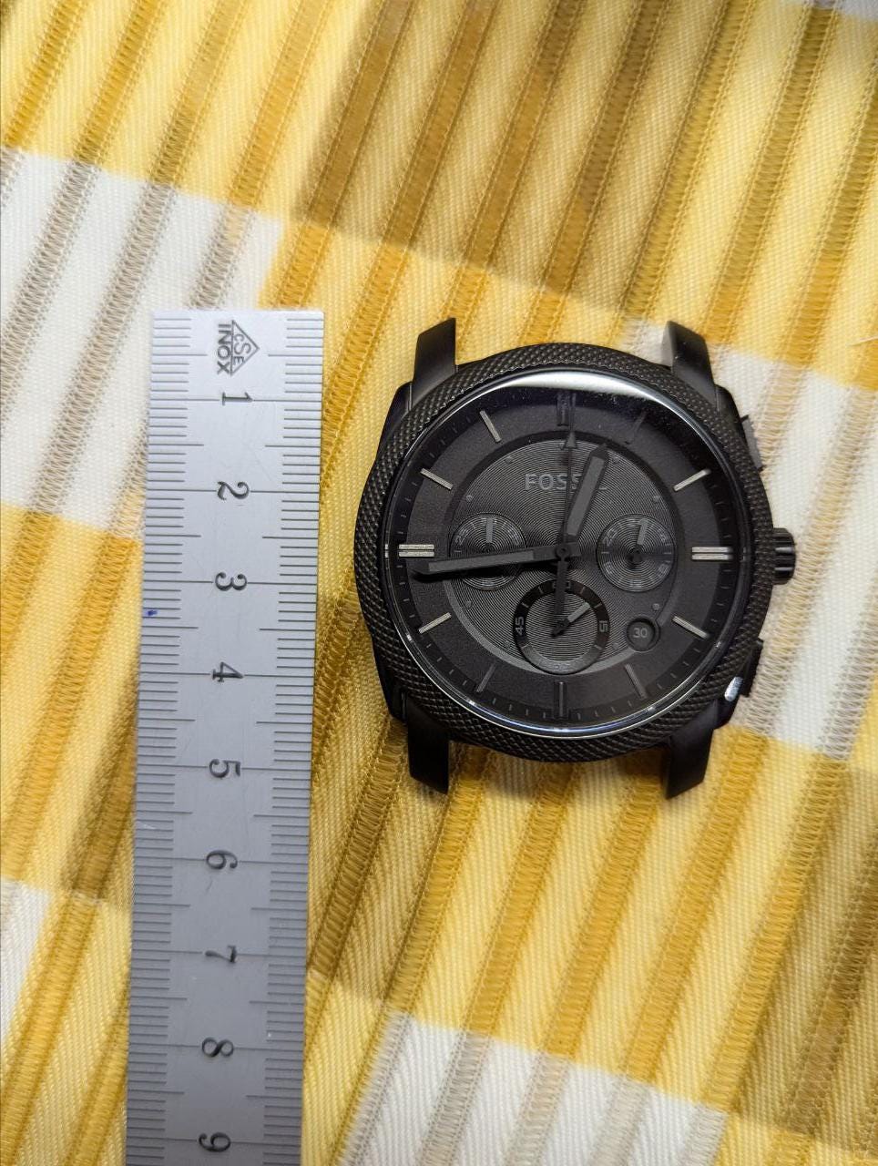 Fossil Stainless Steel Chronograph Watch Black Dial 5 ATM Mens Watch Pre Owned Authentic
