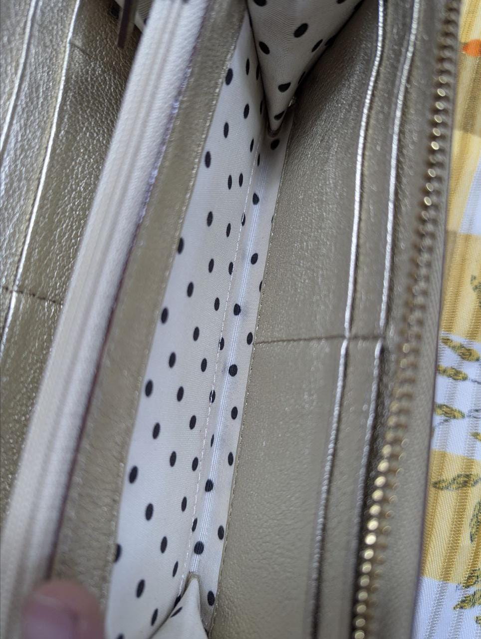 Kate Spade New York Metallic Gold Leather Wallet Zip Around Long Wallet Designer Womens Wallet Pre Owned Authentic