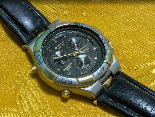 RARE Vintage Pre-Owned Bulova Quartz Chronograph Alarm Cal 3531 12 Jewels Japan 40mm Watch New Battery Working Video
