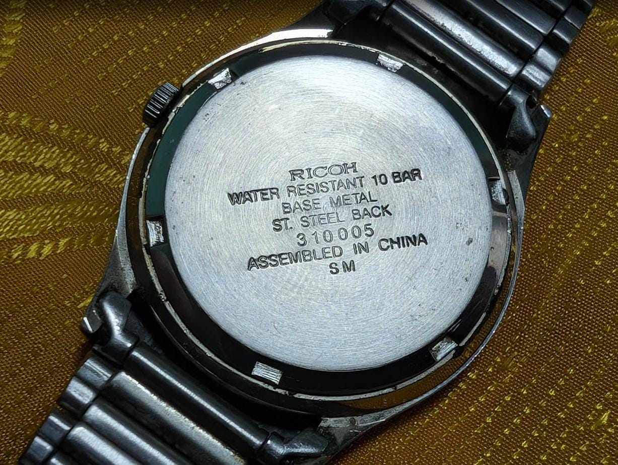 Rare JDM Vintage Pre-Owned Ricoh SM 310-08-21 Quartz 10BAR Japan Day Date Watch 34mm