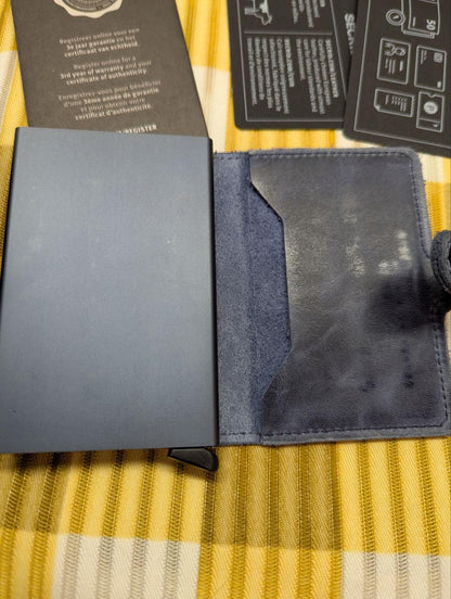 SECRID Mini Wallet Vintage Pre-Owned Blue Genuine Leather, RFID Protection