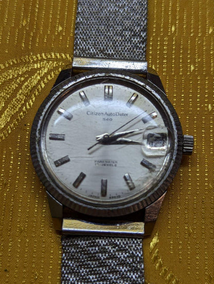 Rare Citizen Autodater 540 Parawater 17 Jewels Vintage Pre-Owned Men Watch