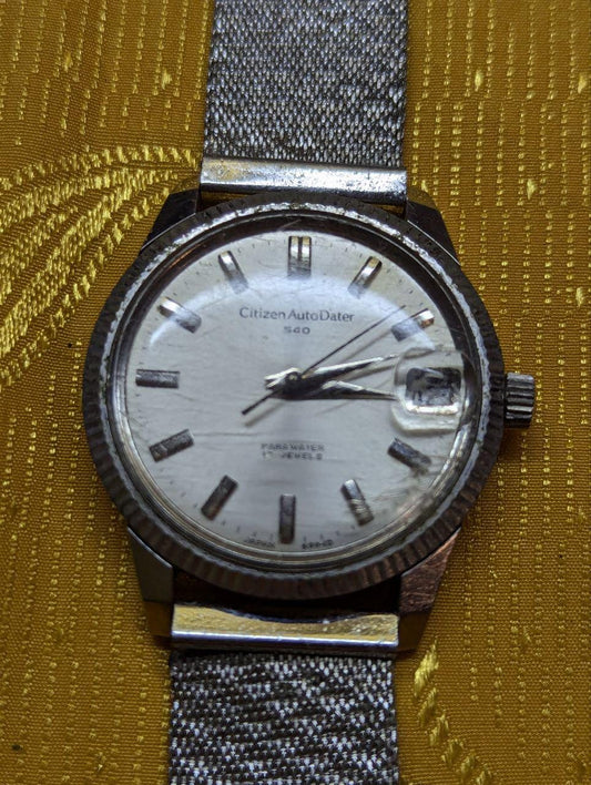 Rare Citizen Autodater 540 Parawater 17 Jewels Vintage Pre-Owned Men Watch