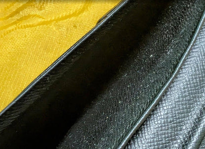 Louis Vuitton Vintage Pre-Owned Long Wallet Black Leather Paris France Rare Classic Luxury Organizer