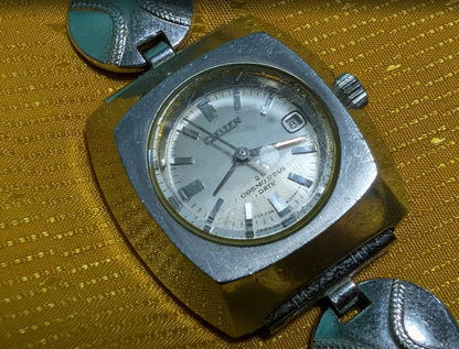 RARE VINTAGE Pre-Owned 1970s Citizen Cosmostar Vintage Women Watch 4 610199 Silver Tone Mechanical Japan Retro Dress Wristwatch Collectible.Case 28mm
