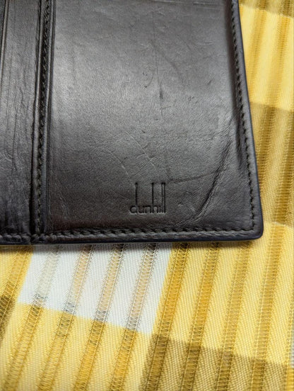 Vintage Pre-Owned Dunhill Chassis Leather Bifold Wallet Black Mens Designer Wallet Slim Long Wallet Authentic