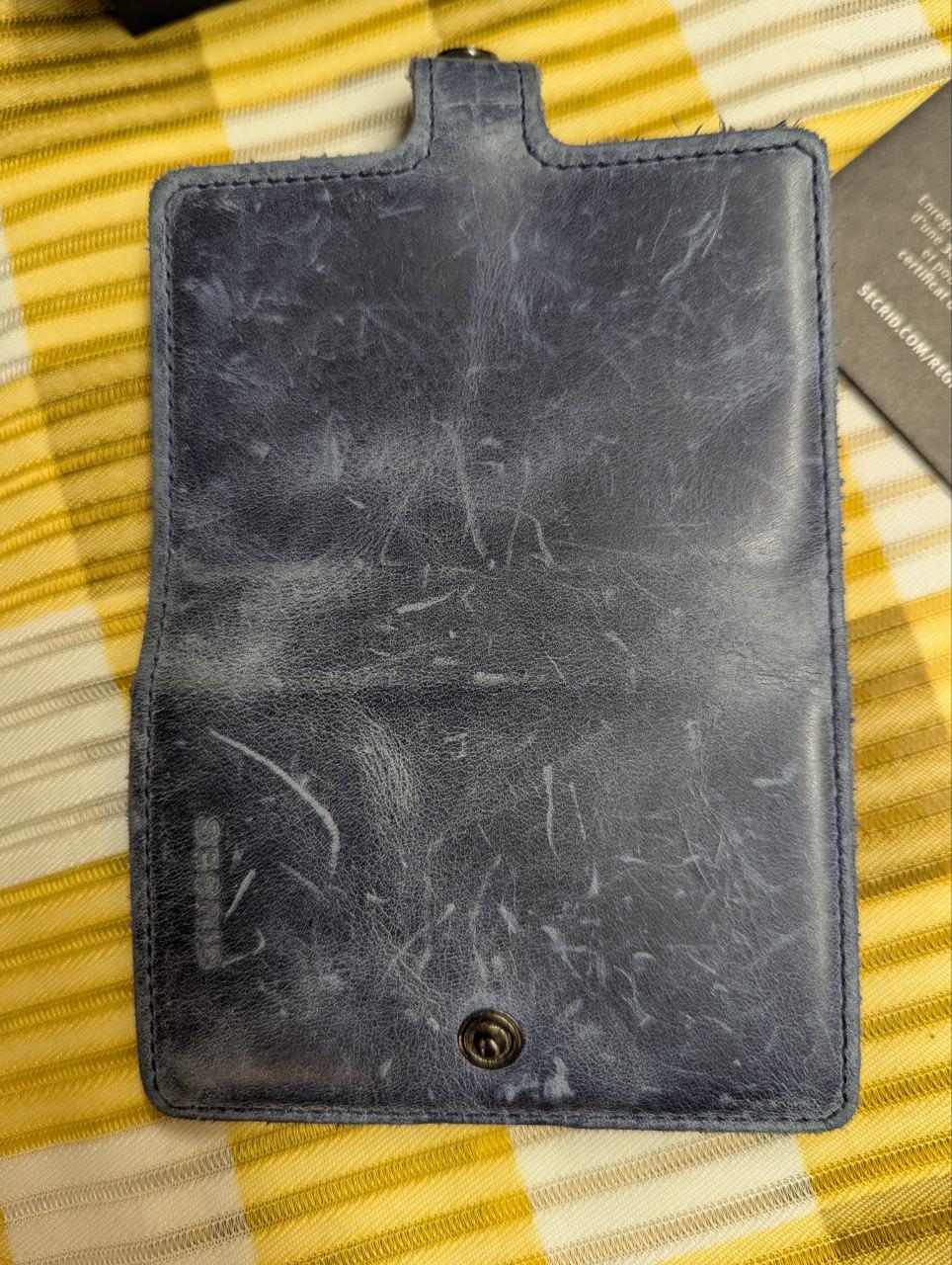 SECRID Mini Wallet Vintage Pre-Owned Blue Genuine Leather, RFID Protection