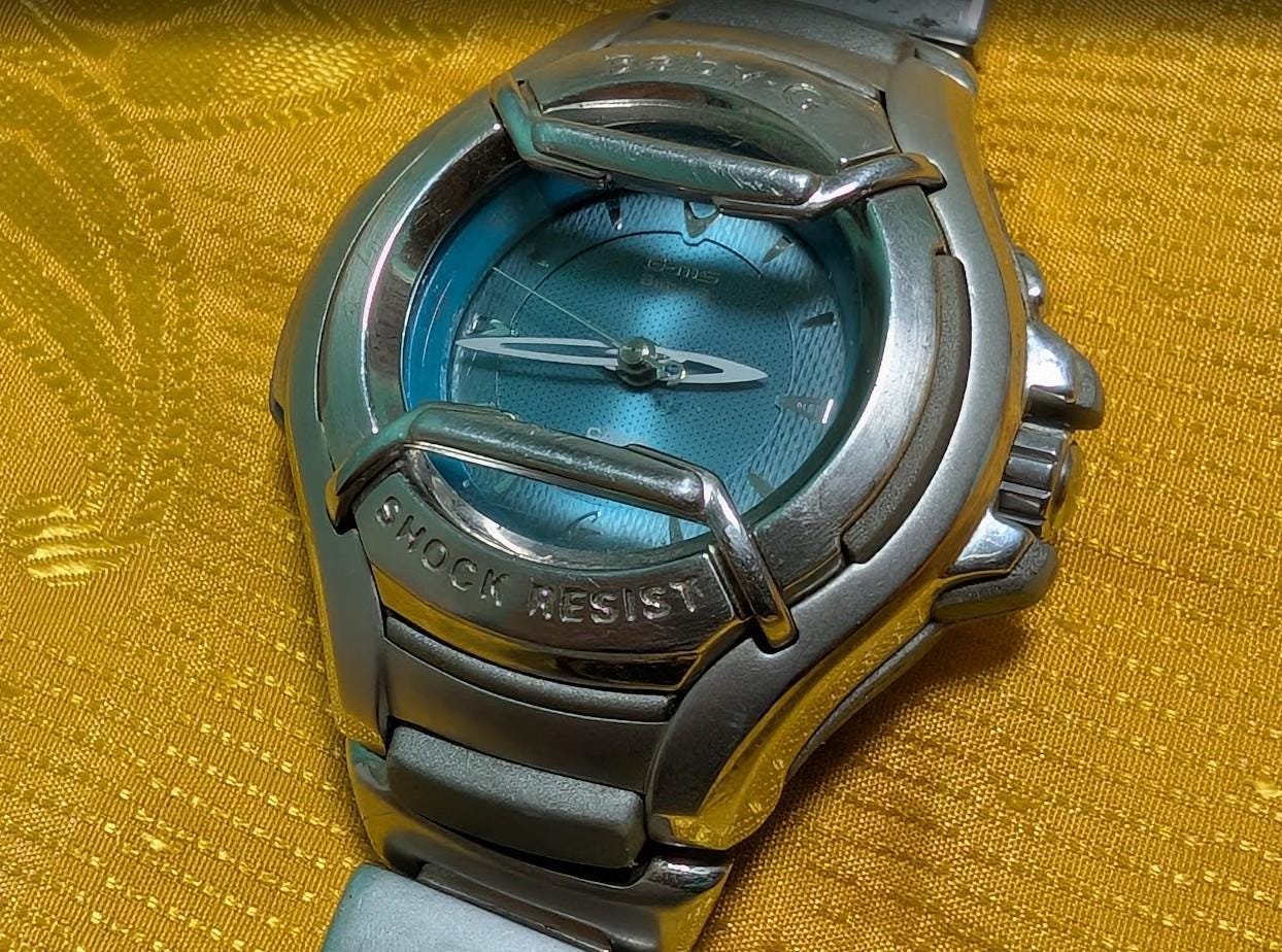 casio baby-g msg-504 vintage Pre-Owned watch blue dial shock resist y2k japan rare womens sport watch .New battery