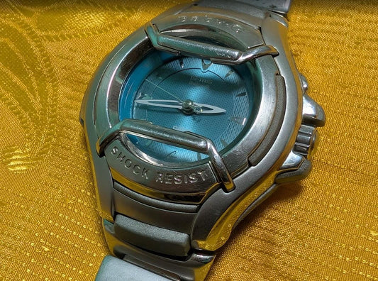 casio baby-g msg-504 vintage Pre-Owned watch blue dial shock resist y2k japan rare womens sport watch .New battery