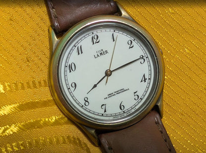 Citizen Club La Mer Quartz Watch 33mm Vintage Pre-Owned Japan White Dial Arabic Numerals Leather Strap Classic Dress Watch