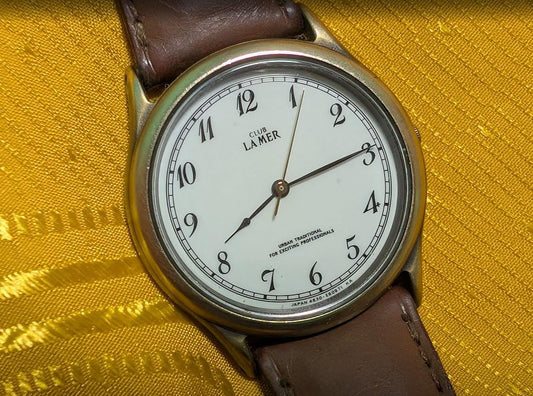 Citizen Club La Mer Quartz Watch 33mm Vintage Pre-Owned Japan White Dial Arabic Numerals Leather Strap Classic Dress Watch