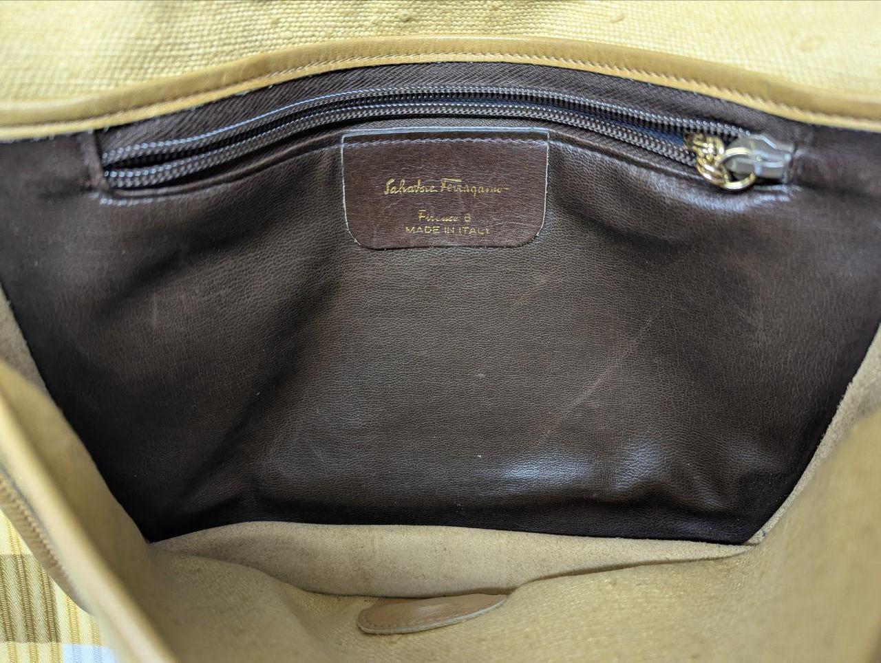 Authentic Vintage Pre-Owned Salvatore Ferragamo Canvas & Leather Shoulder Bag • Made in Italy • Classic Crossbody Purse