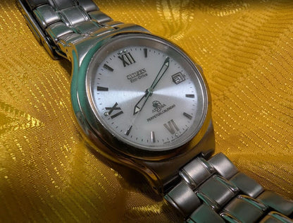 Rare Vintage Pre-Owned Citizen Attesa Eco Drive E760-K17691 Perpetual Calendar Watch Japan 35mm Titanium Solar Rare JDM
