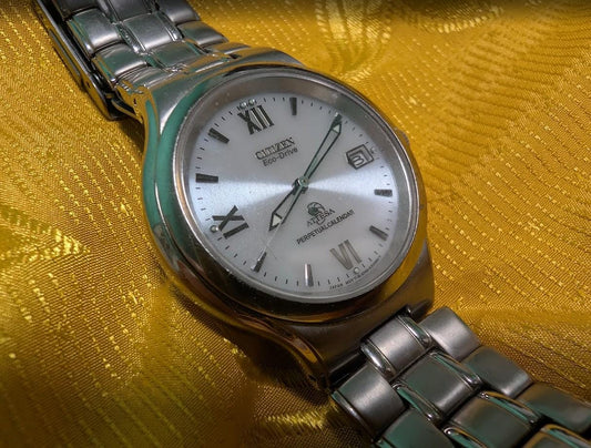 Rare Vintage Pre-Owned Citizen Attesa Eco Drive E760-K17691 Perpetual Calendar Watch Japan 35mm Titanium Solar Rare JDM