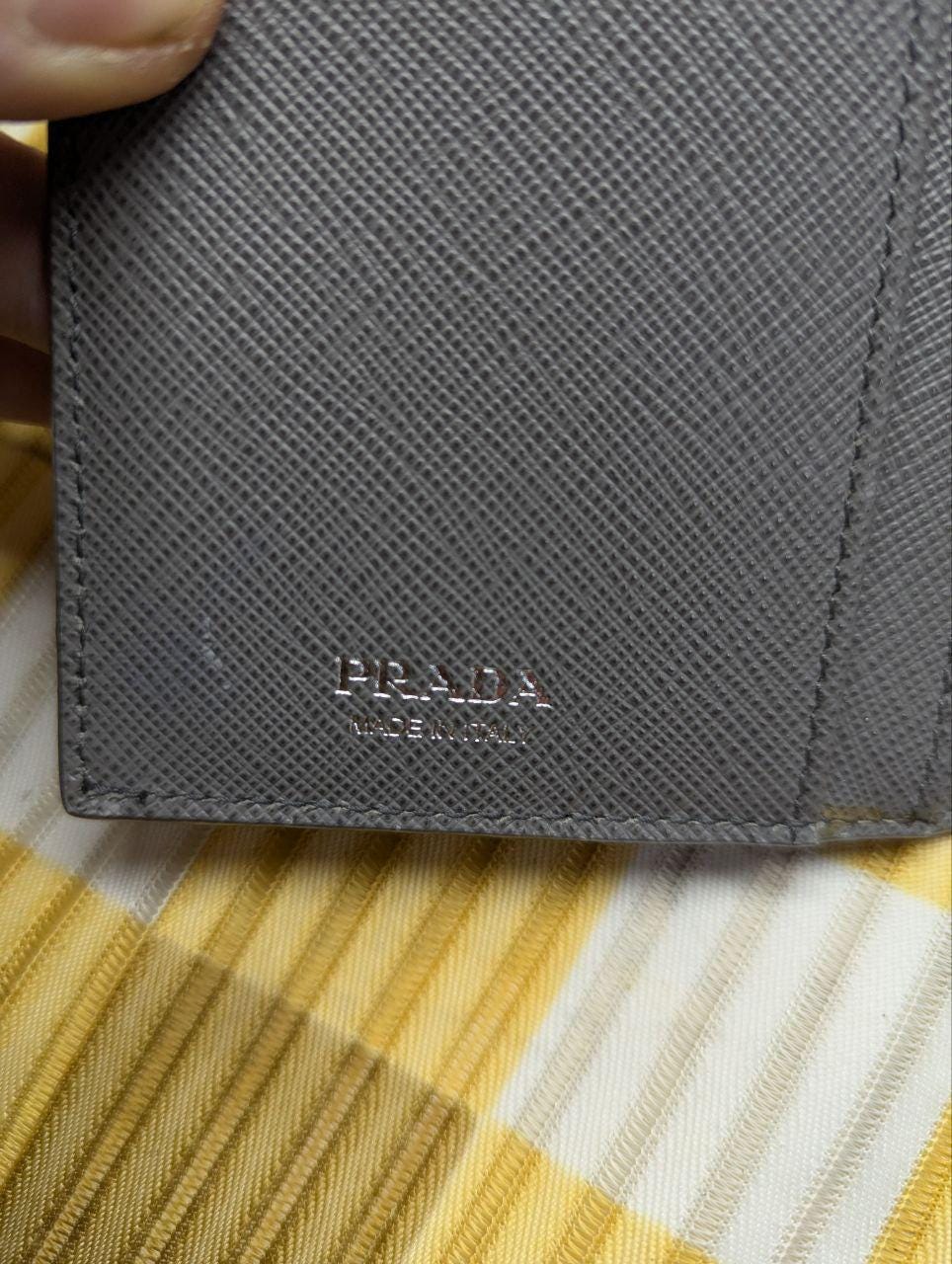 Vintage Prada Saffiano Trifold Leather Wallet Grey Envelope Wallet Designer Wallet Womens Wallet Pre Owned Authentic Italy