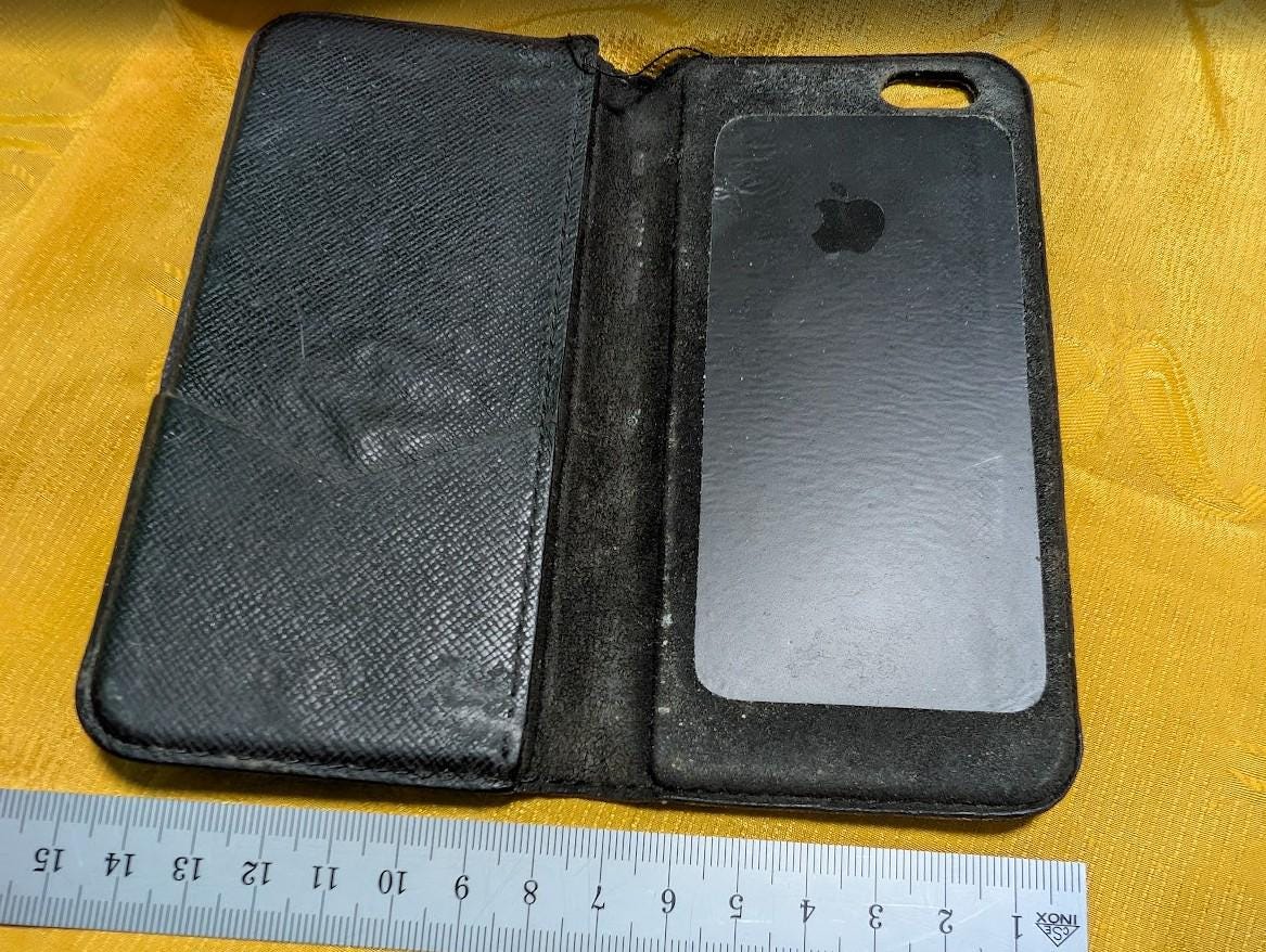 Louis Vuitton Vintage Pre-Owned iPhone Case Black Leather Damier Rare LV Phone Cover France