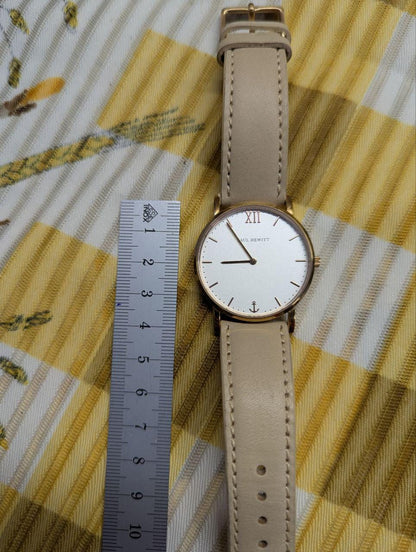 Pre-Owned Paul Hewitt Sailor Line Watch Rose Gold White Dial Leather Strap Womens Watch Authentic
