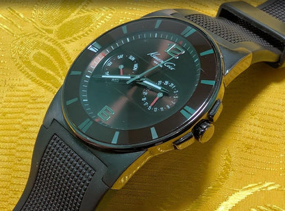Pre-Owned Kenneth Cole New York Oversized Black Watch 40mm Multifunction Dial Large Wrist Excellent Condition