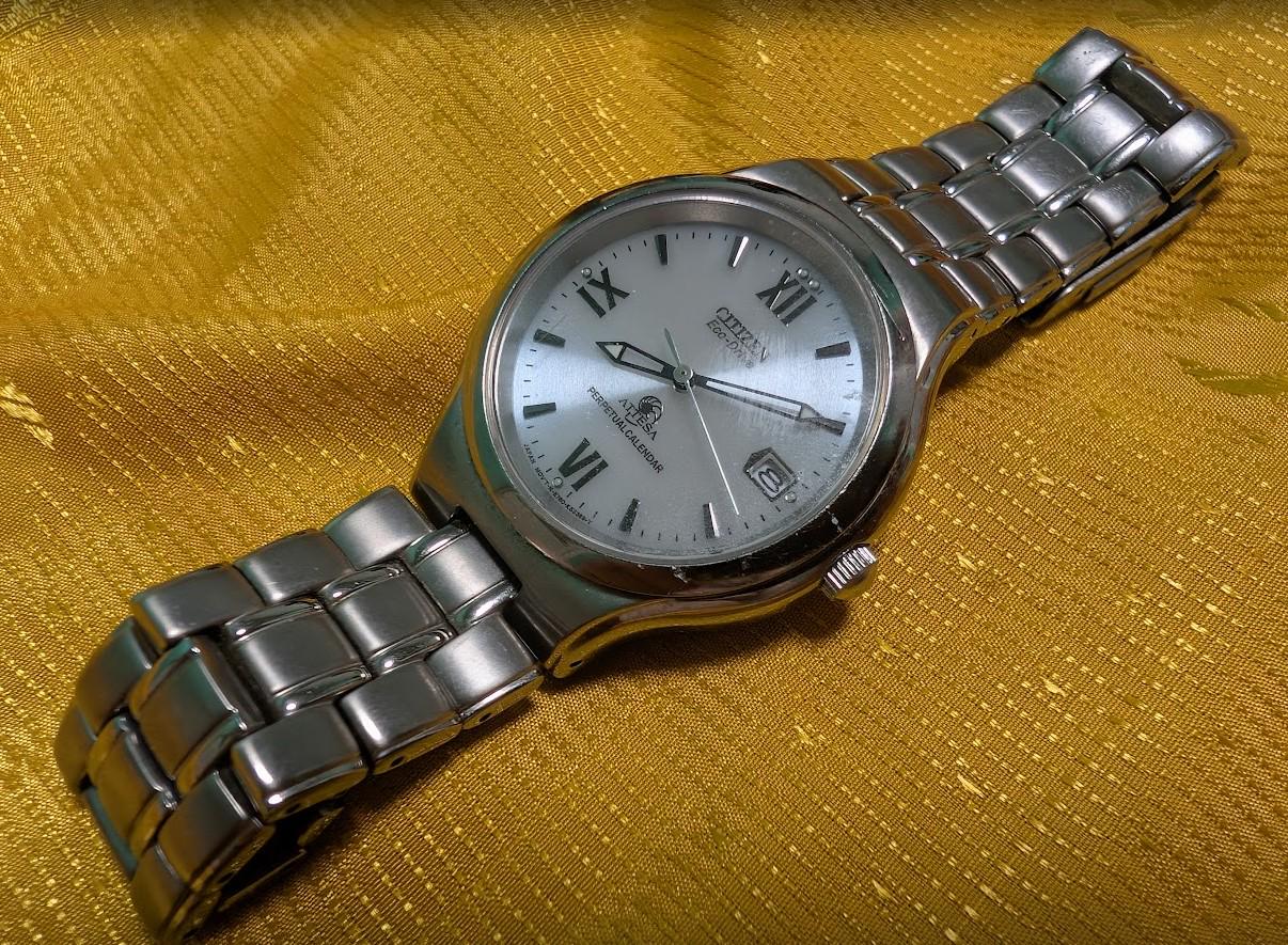 Rare Vintage Pre-Owned Citizen Attesa Eco Drive E760-K17691 Perpetual Calendar Watch Japan 35mm Titanium Solar Rare JDM