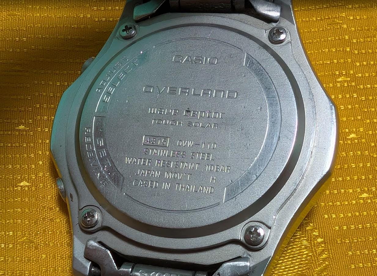 Vintage Pre-Owned CASIO Overland OVW-110 Wave Ceptor Tough Solar Watch 40mm Titanium Style Working Rare Japan