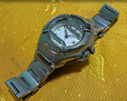 Vintage Pre-Owned Casio Baby-G MSG-550LV Premium G-ms Shock Resist 42mm Silver Steel Watch Working Y2K Rare