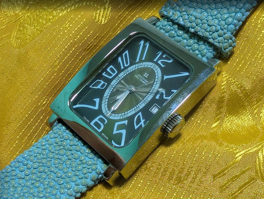 Officina del Tempo Italy NOS Vintage Pre-Owned Quartz Watch 28mm Original Tag Stingray Leather Strap New Battery Working Video 31GL