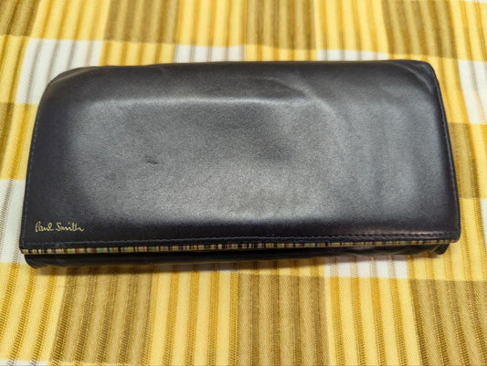 Paul Smith Long Bifold Leather Wallet Black Vintage Pre-Owned