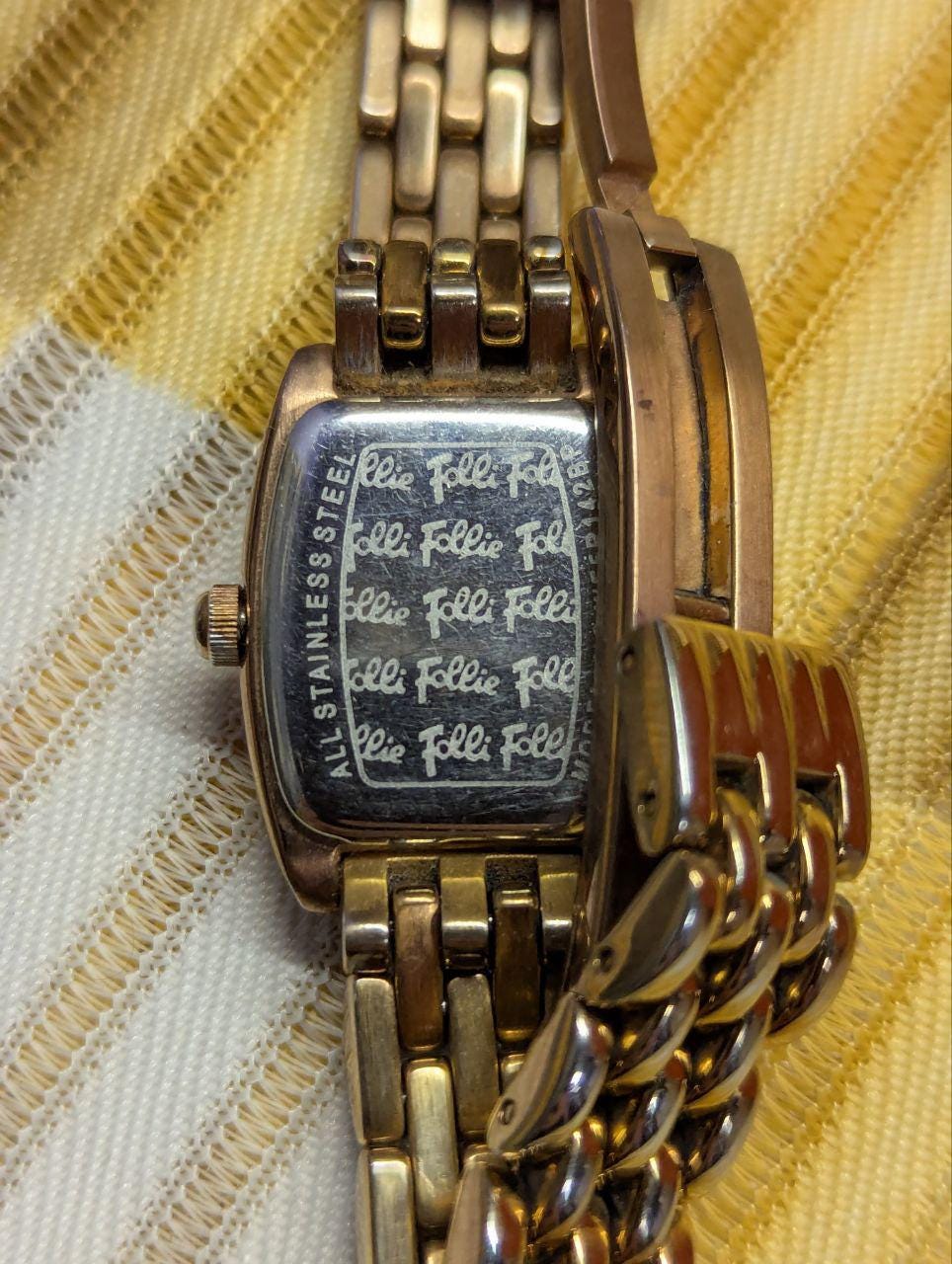 Pre-Owned Folli Follie Womens Watch WF5R142BP Rose Gold Crystal Bezel Bracelet Watch With Box