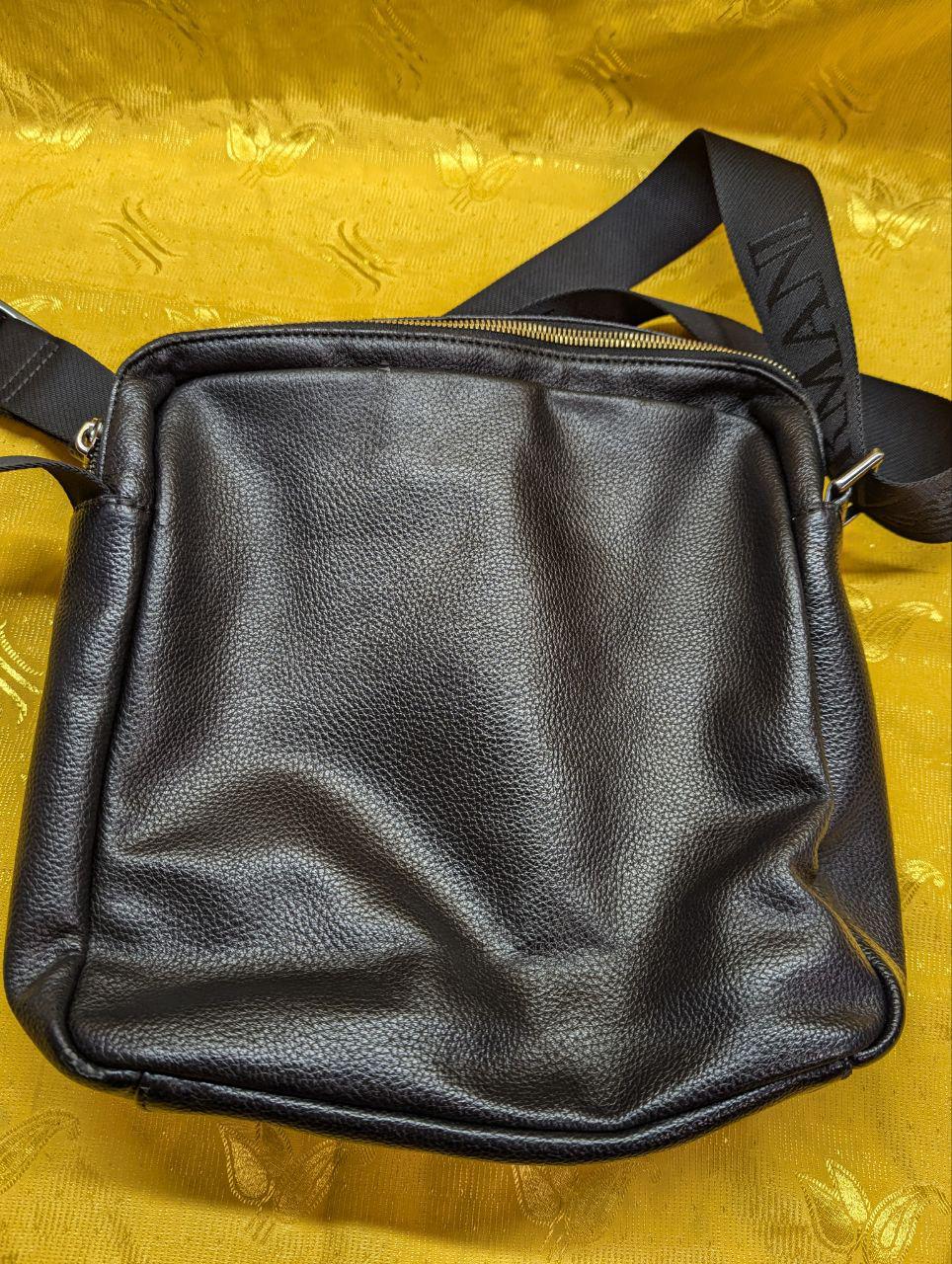 Pre-Owned EMPORIO ARMANI Shoulder Bag Leather Black Men's