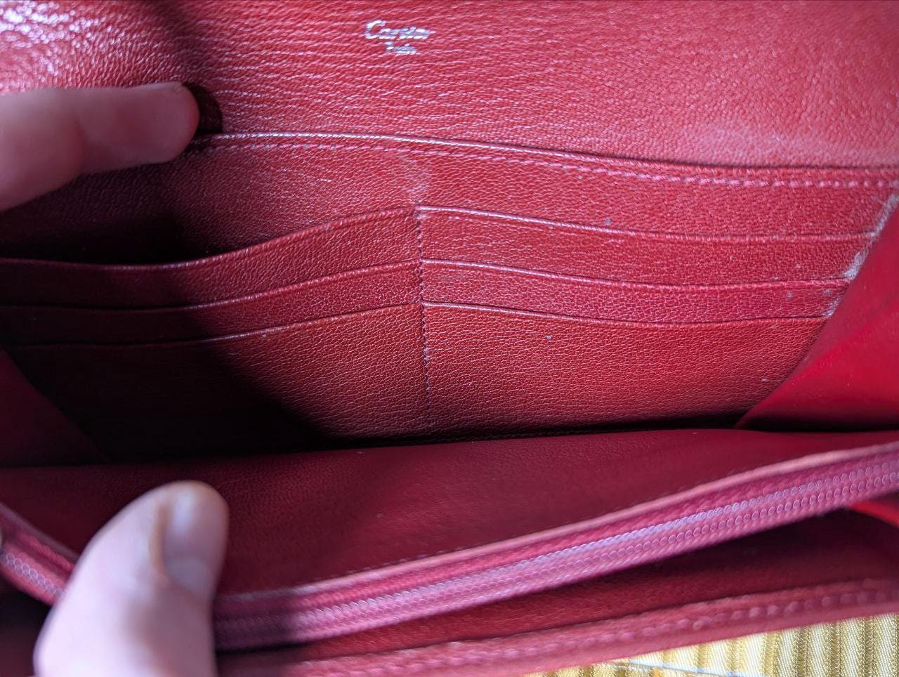 Authentic Cartier Love Red Leather Bi-Fold Wallet – Vintage Pre-Owned Designer Accessory