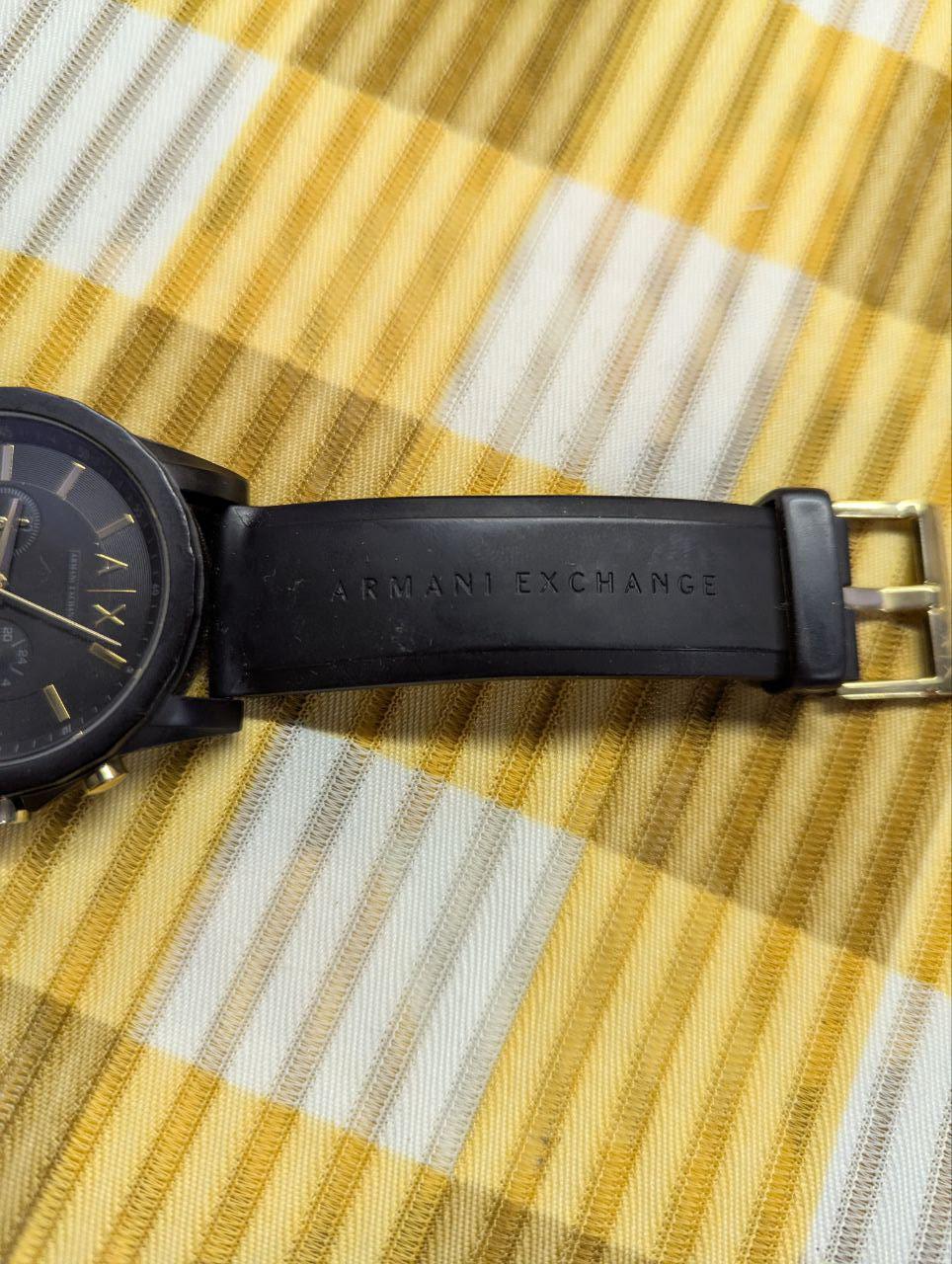 Pre-Owned Armani Exchange AX7105 Chronograph Watch Black Gold A|X Mens 3 ATM Stainless Steel Back