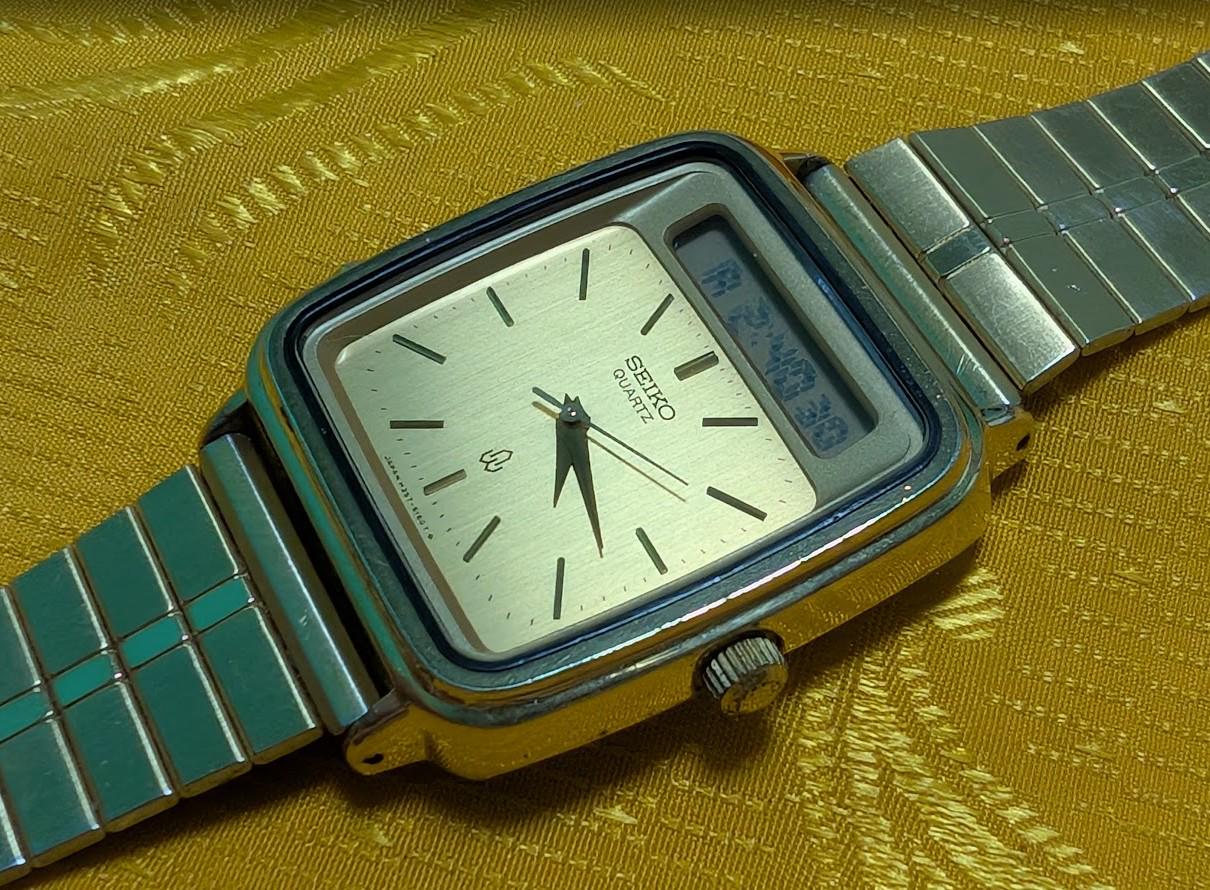 RARE Vintage Pre-Owned Seiko H357-509A Ana-Digi Quartz Watch, 30mm Square Case, Digital Display, New Battery, Working Video, Rare Japan Retro Gift