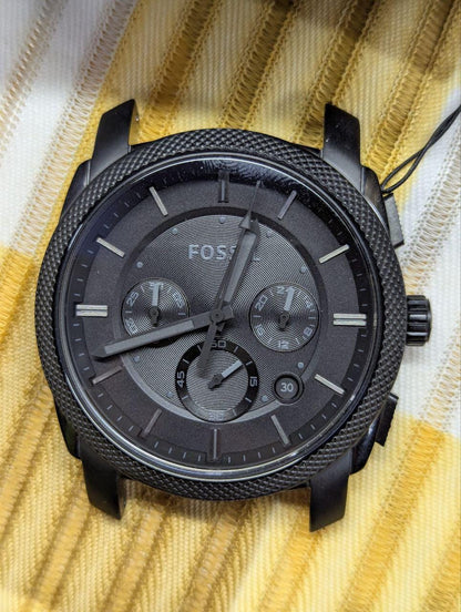 Fossil Stainless Steel Chronograph Watch Black Dial 5 ATM Mens Watch Pre Owned Authentic