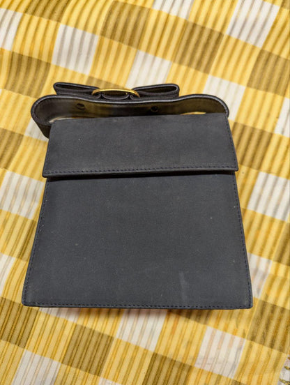 Salvatore Ferragamo Mini Shoulder Bag Black Suede Leather Crossbody Bag Vintage Pre-Owned Designer Bag Made In Italy