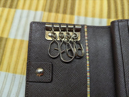 Pre-Owned Black Leather Bifold Key Case with coin holder Paul Smith