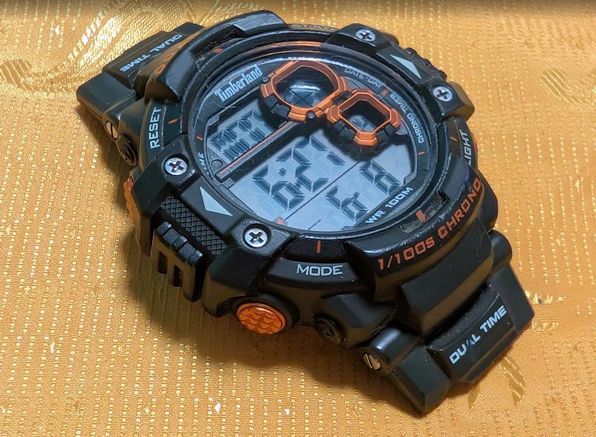 Pre-Owned Timberland 14260J Digital Watch 54mm WR100M Dual Time Sport Outdoor Watch Large Case Original Working