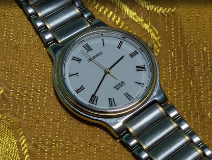 Ricoh Charvale Quartz Watch Roman Dial Mens Watch Stainless Steel Vintage Pre-Owned Japan Watch. case 33mm.NEW Battery