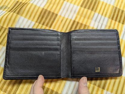 Pre-Owned Dunhill Leather Bifold Wallet Black Compact Mens Wallet Classic Logo