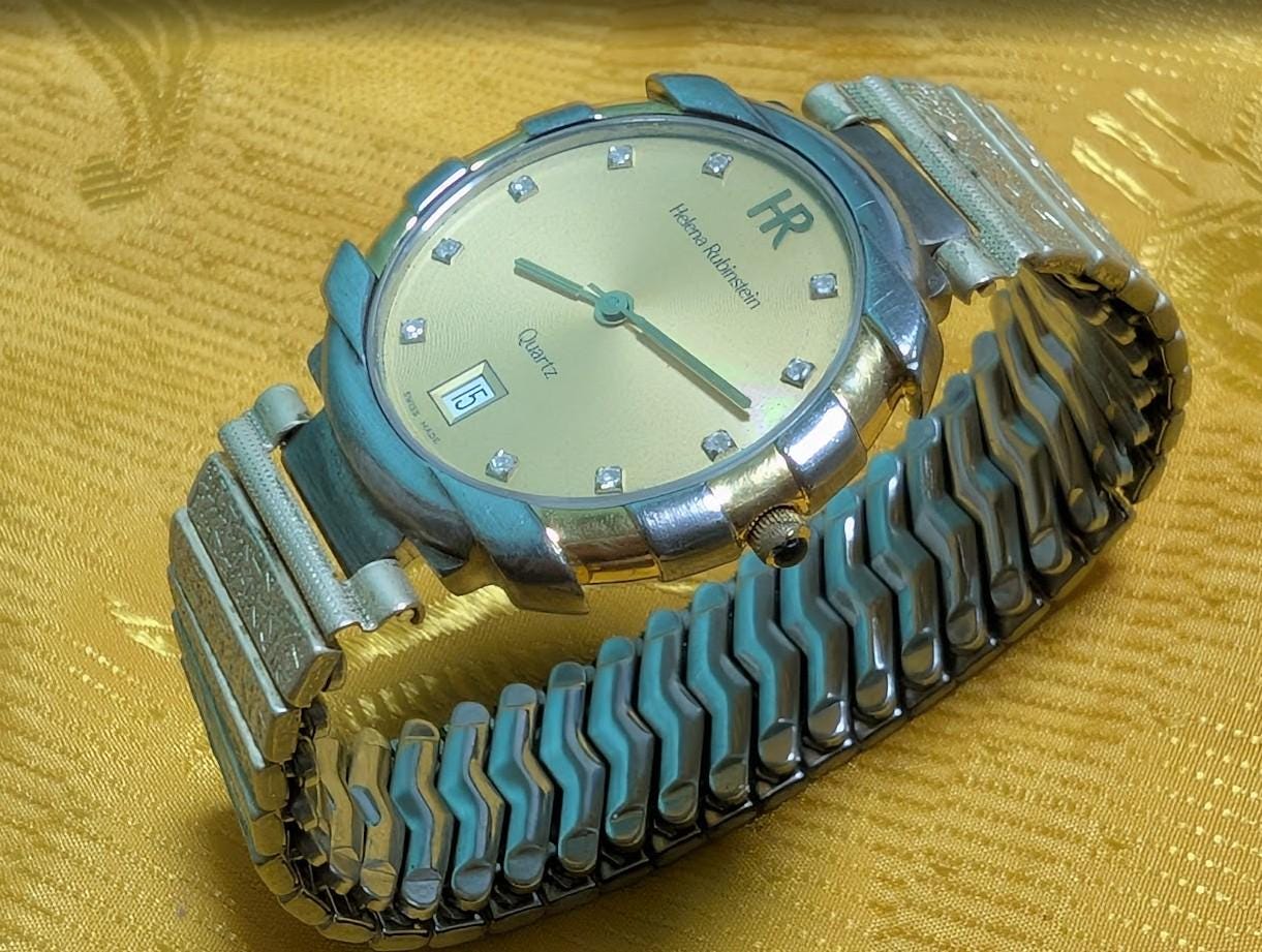 RARE Helena Rubinstein Ref 1018 Vintage Pre-Owned Quartz Watch 32mm Expansion Bracelet For Parts Repair Swiss Made