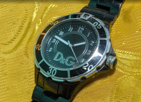 Vintage Pre-Owned Dolce - Gabbana D&G Oversize 47mm Men's Watch Black Dial Original Working Video Statement Design Rare