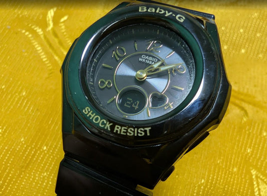 Vintage Pre-Owned Casio Baby G BGA1030 Tough Solar Multi Band 6 Analog Digital Watch Black Shock Resist Ladies . It is advisable to replace the strap