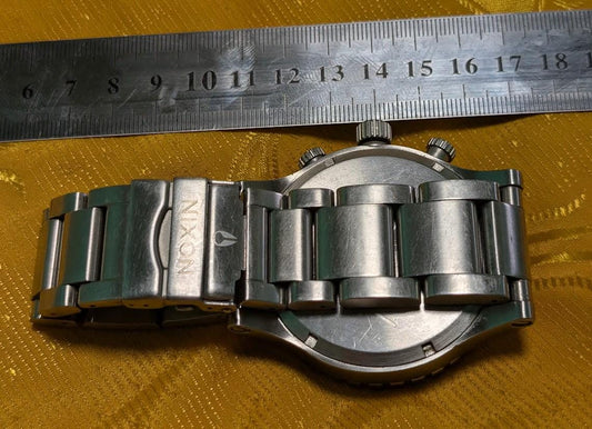 Pre-Owned Rare Nixon The 51-30 Chrono K14 300M Oversized Diver Watch 50mm White Dial Stainless Steel Japan Movement Working